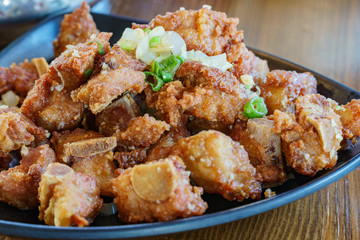 Close up shot of a Chinese style deep fried pork