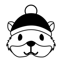 cute hamster with warm hat christmas