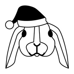 cute rabbit with warm hat christmas