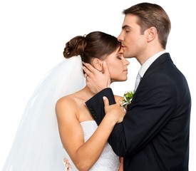 Portrait of a Wedding Couple Embracing