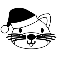 cute cat with warm hat christmas