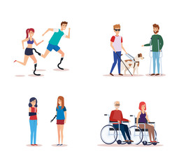 Fototapeta na wymiar Disabled people set design