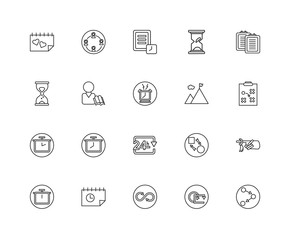Collection of 20 Time Management linear icons such as Chronomete