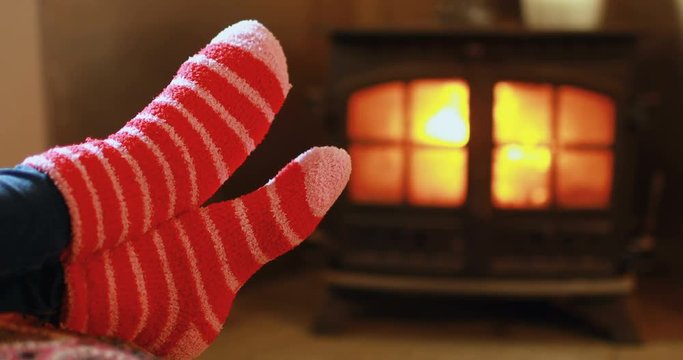 Person with feet up relaxing at home