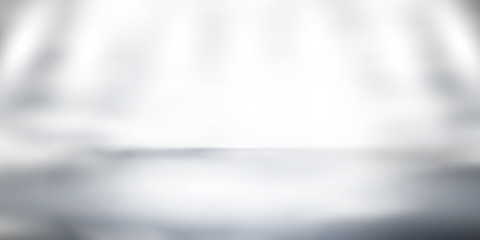 blank immense white and gray studio room with backdrop spotlight for display or montage your product. Dark tone.