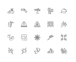 Collection of 20 Seasons linear icons such as Acorn, Forest, Ice