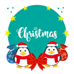 christmas circle penguin and candy sacks