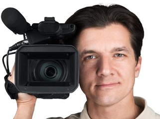 Closeup of a Cameraman Filming