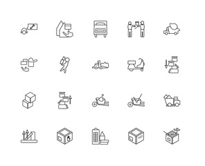 Collection of 20 Packing and Delivery linear icons such as Fast