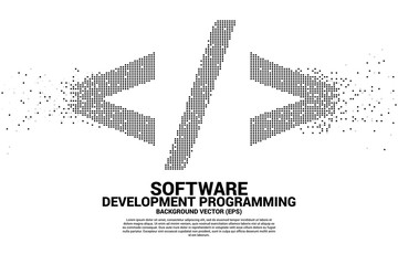Vector software development programming tag icon with square dot pixel. Concept for Programming language technology and coding.