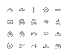 Collection of 20 Mechanicons linear icons such as Police car wit