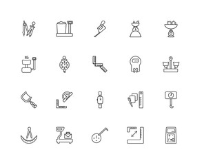 Collection of 20 Measurement linear icons such as Old Calculator