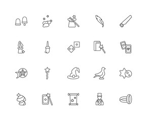 Collection of 20 Magic linear icons such as Ritual, Ring, Magici