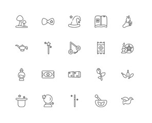 Collection of 20 Magic linear icons such as Poison, Dove, Mortar