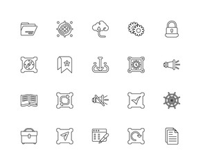 Collection of 20 Interface linear icons such as Open book, Files