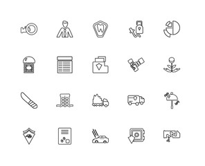 Fototapeta premium Collection of 20 insurance linear icons such as Arm, Pipe, Safe