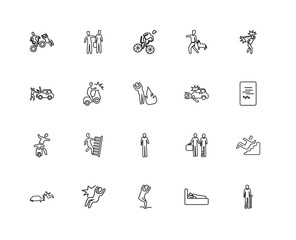 Collection of 20 insurance linear icons such as Accident, Hospit