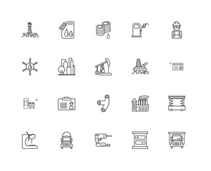 Collection of 20 industry linear icons such as Conveyor, Cargo t