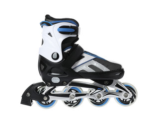 Modern inline roller skate on white background