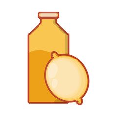 bottle of juice with lemon isolated icon