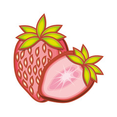 fresh strawberries fruit isolated icon