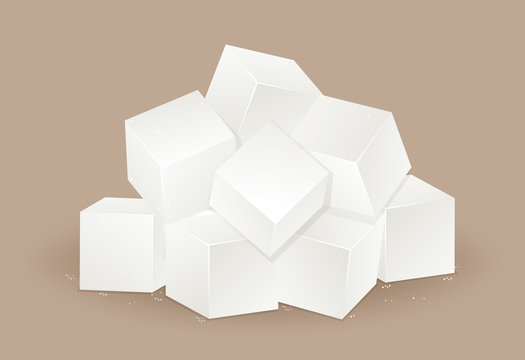 Many white sugar cube