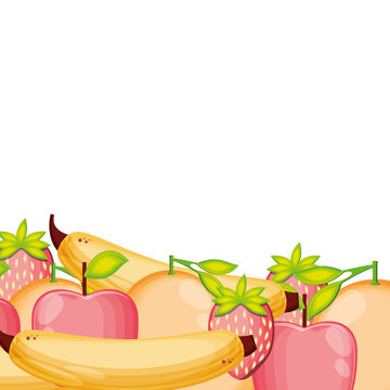 fresh apples with fruits isolated icon