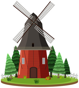 Isolated windmill on white background