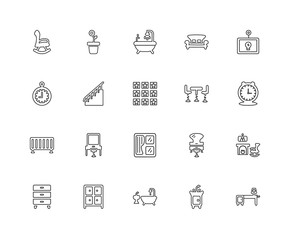 Collection of 20 Furniture Household linear icons such as Crib,