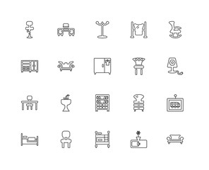 Collection of 20 Furniture Household linear icons such as Table