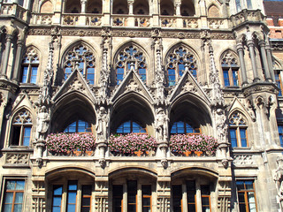 Obraz premium New Town Hall detail in Marienplatz, Munich, Germany.