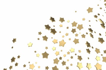 Gold or platinum stars flying over white background. Modeling 3d illustration. wealth rich mining bitcoin concept . Money growing business finance success clipart
