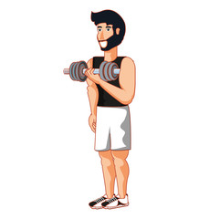 Fototapeta na wymiar young athletic man with dumbbell sport