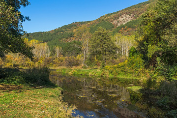 Autumn Landscape of Iskar River near Pancharevo lake, Sofia city Region, Bulgaria