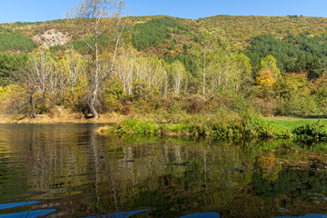 Autumn Landscape of Iskar River near Pancharevo lake, Sofia city Region, Bulgaria