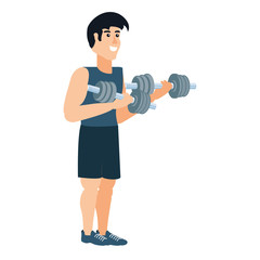 young athletic man with dumbbells sport