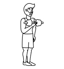 young athletic man with dumbbell sport