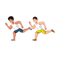 Fototapeta na wymiar young athletic men running avatar character