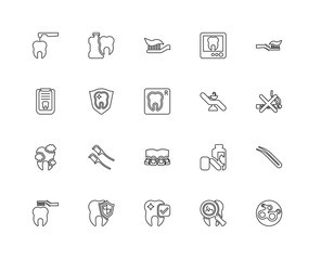Collection of 20 dentist linear icons such as Teeth, Virus, Toot