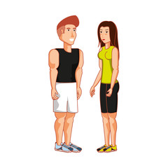 young athletic couple avatar character