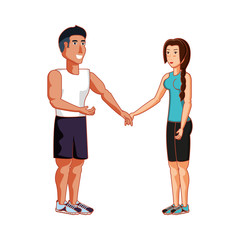 Fototapeta premium young athletic couple holding hands