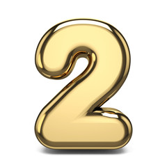 Naklejka premium Golden number 2 TWO 3D