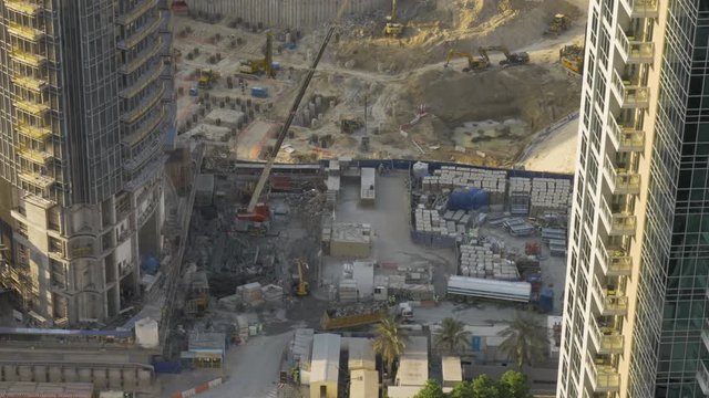 View of a construction zone from above, Dubai. UAE