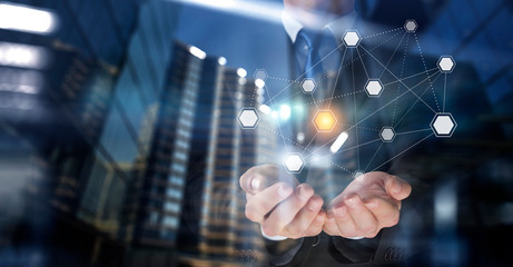 Social interaction concept. Mixed media . Mixed media