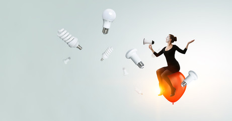 Young woman mime. Mixed media