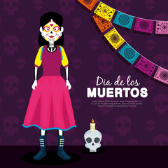 catrina and skull with candle to day of the dead event