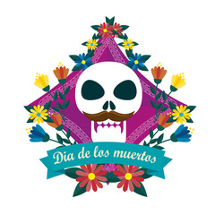 skull man with flowers to day of the dead