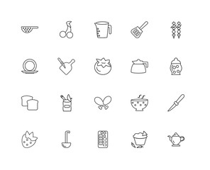 Collection of 20 bistro and restaurant linear icons such as Vint