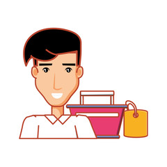 young man with shopping basket