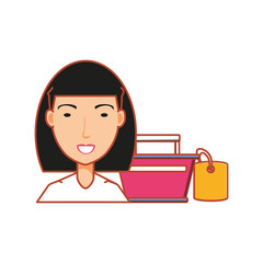 young woman with shopping basket